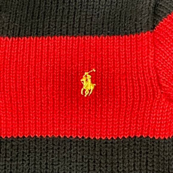 Polo Ralph Lauren Rugby Stripe 1/4 Zip Sweater Boys 4/4T | Red/Black Long Sleeve - Picture 3 of 10